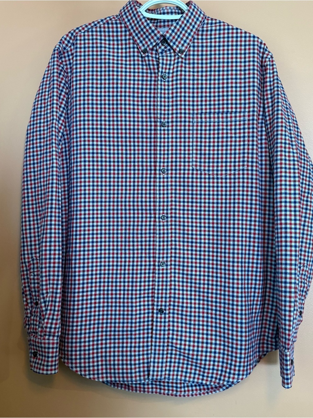 Banana Republic Men’s Large 100% Cotton Plaid Check Button Down Shirt Preppy
